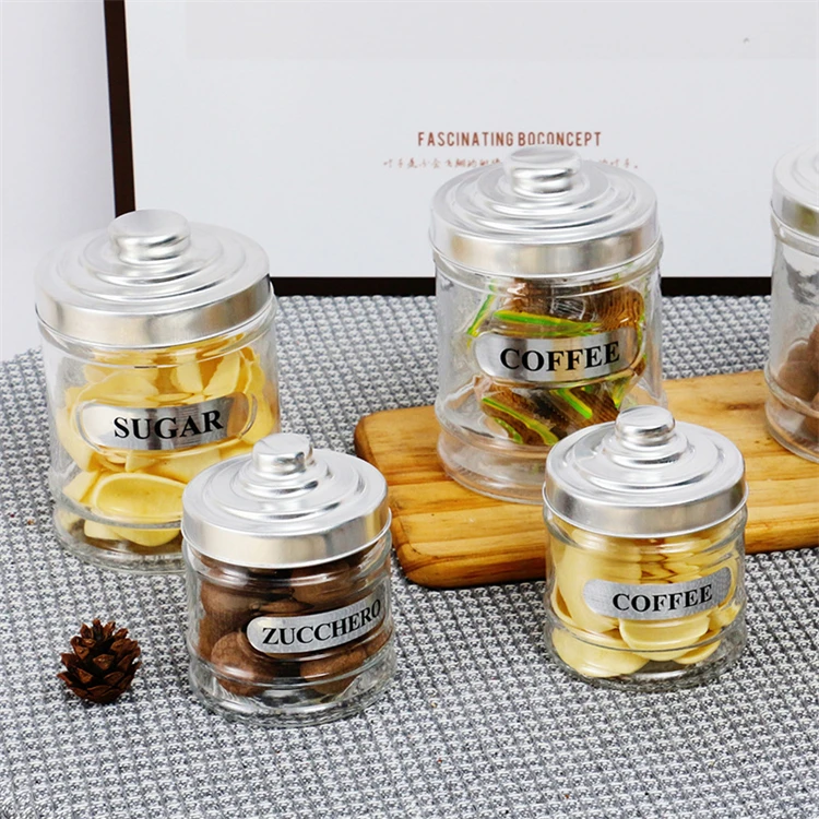 wholesale large size kitchen glass cookie jar candy storage jar containers with glass cork