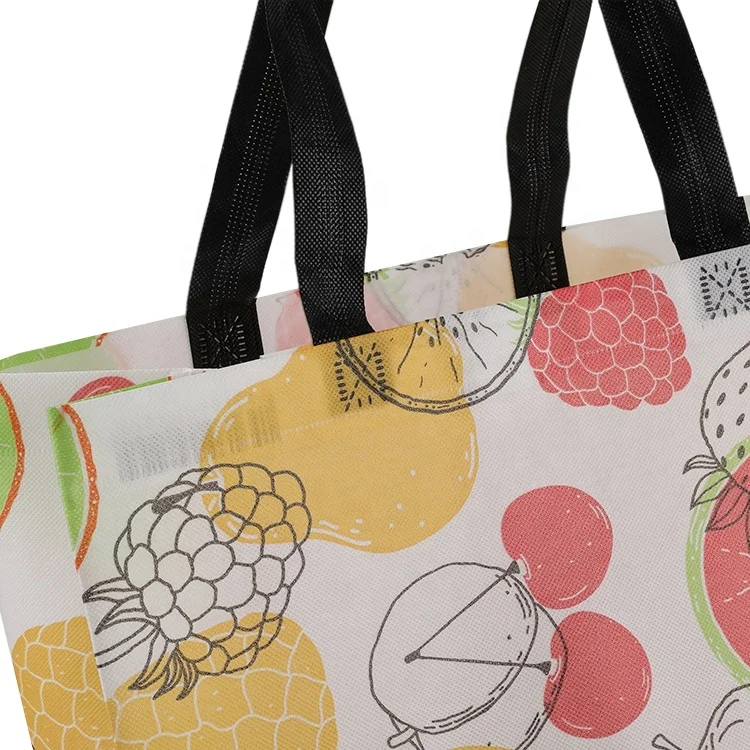 Eco-friendly PP Colorful Reusable Custom Non-woven Horizontal Folding Tote Shopping Bag