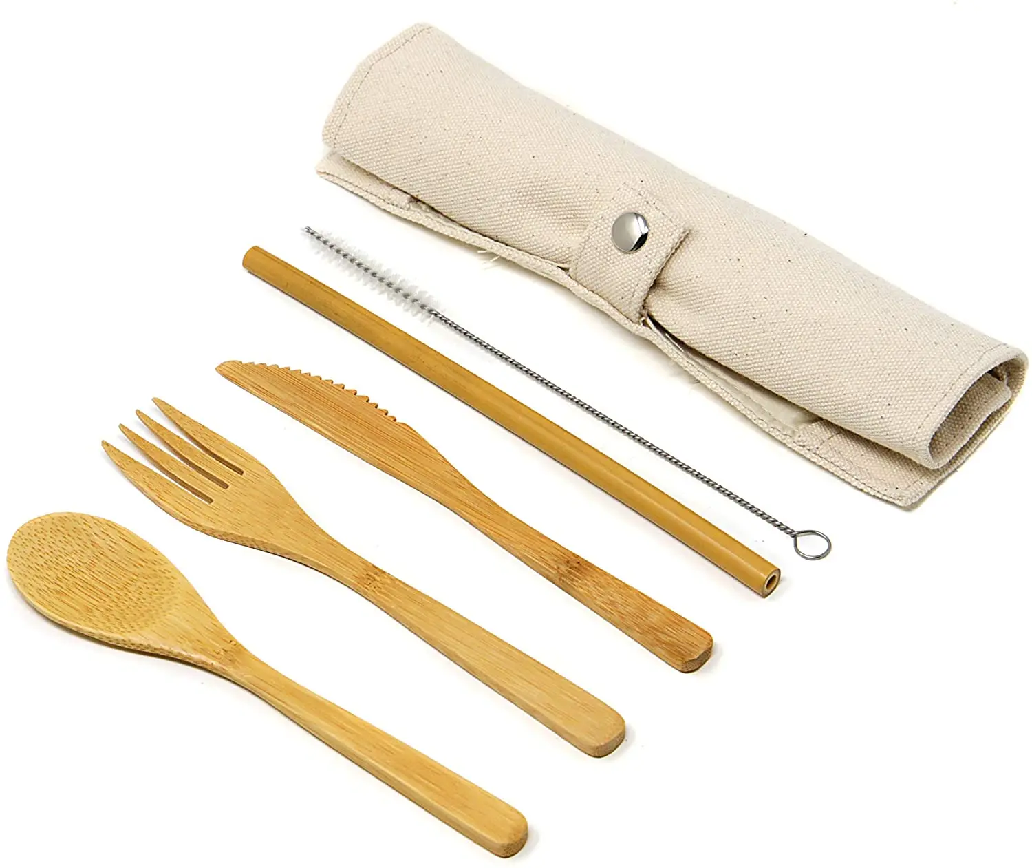 Wholesales Bamboo Spoon Wooden Fork Knife Kits Wooden chopsticks Bamboo Cutlery Straw Set