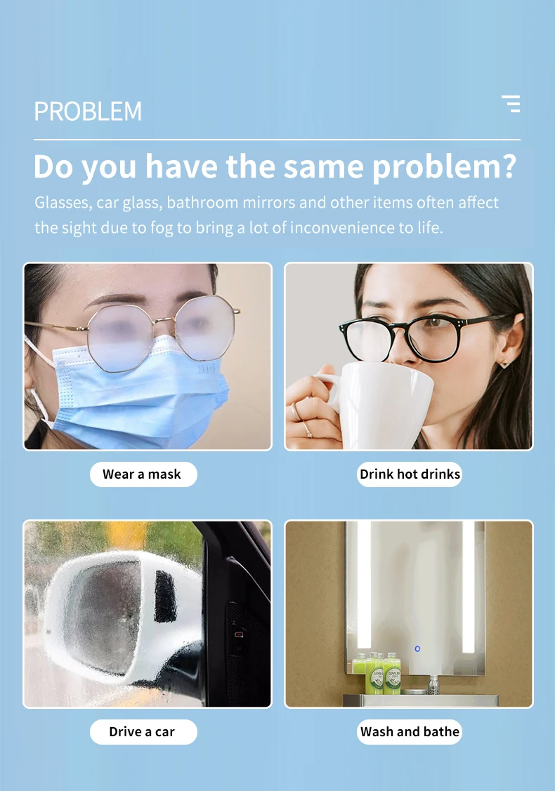 Portable Anti Fog Wipes Screen Lens Cleaning Individual Wet Wipes