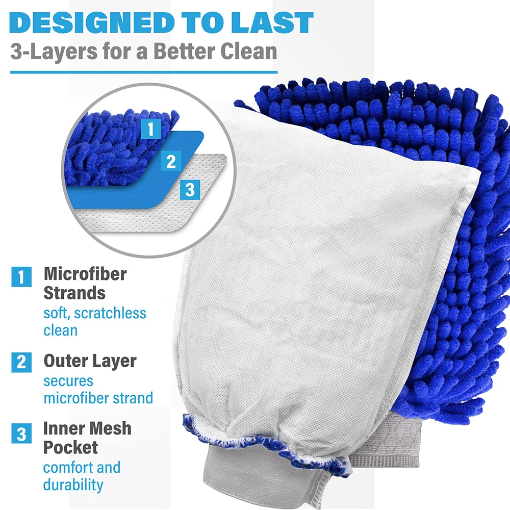 Premium Car Wash Mitt Cleaning Drying Mitts Microfiber Car Wash Mitt for Cars