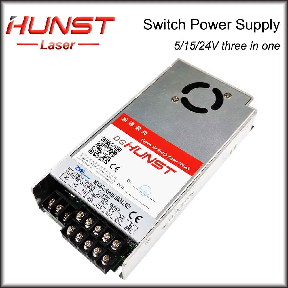 Hunst 500w Switching Power Supply 3 In One Switch Power Supply Input 110v/220v Output 24V 12A 15V 5V  for Laser Marking Machine