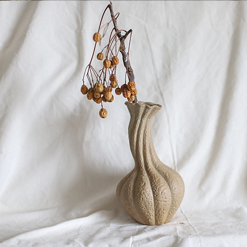 2022 New Creative Design Matte Brown Vase Light Luxury Ceramic Pumpkin Vase Decoration