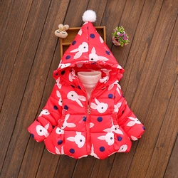 New Fashion Animal Print Baby Girls Coat Thicken Jackets For Kids Warm Girls Cotton Coat Outerwear