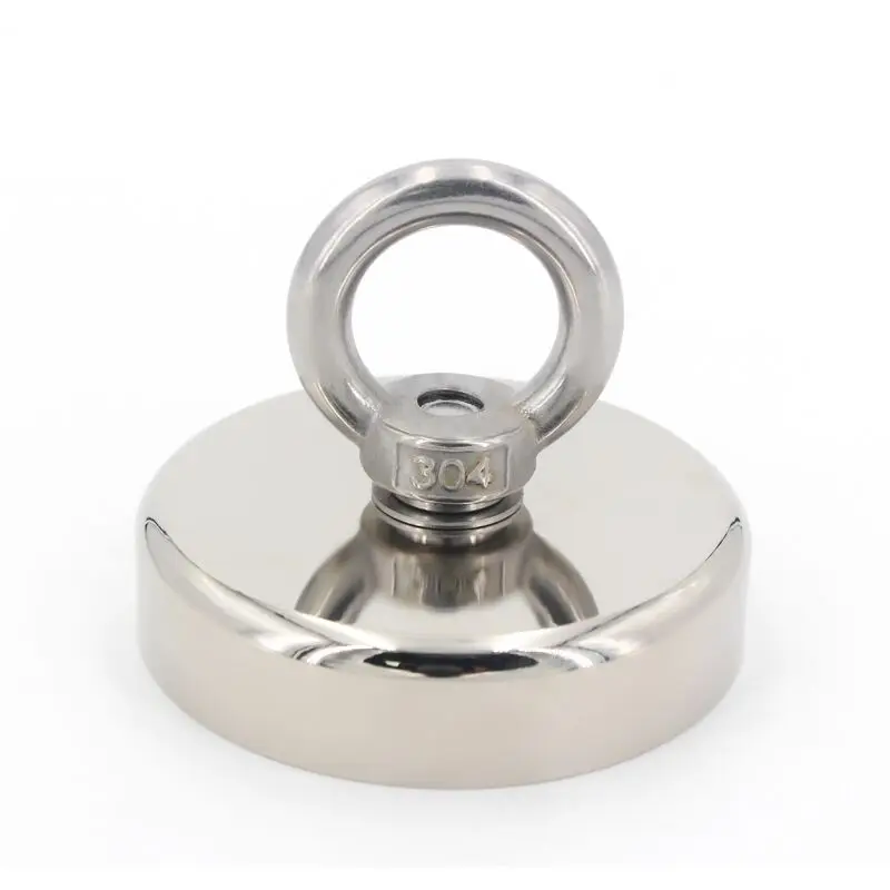 75KG 160LBS N35 D48mm Super Strong Round Neodymium Fishing Magnet with Eyebolt