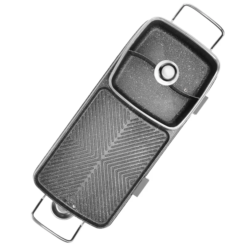 
 Электрический гриль для барбекю nutril с прямоугольным мраморным покрытием и горячим горшком  