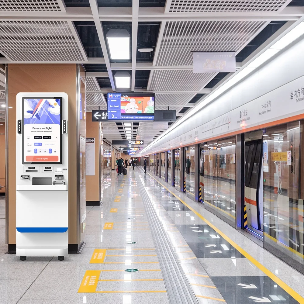 Practical sturdy 32 Inch self-service kiosk for ordering Pos Pay By Card cash outdoor indoor Factory direct machine customizable