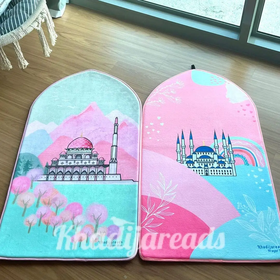 Custom Turkish High Quality Embossed Sajadah Thick Foam Padded Prayer Mat Muslim Islamic Prayer Rug Mat