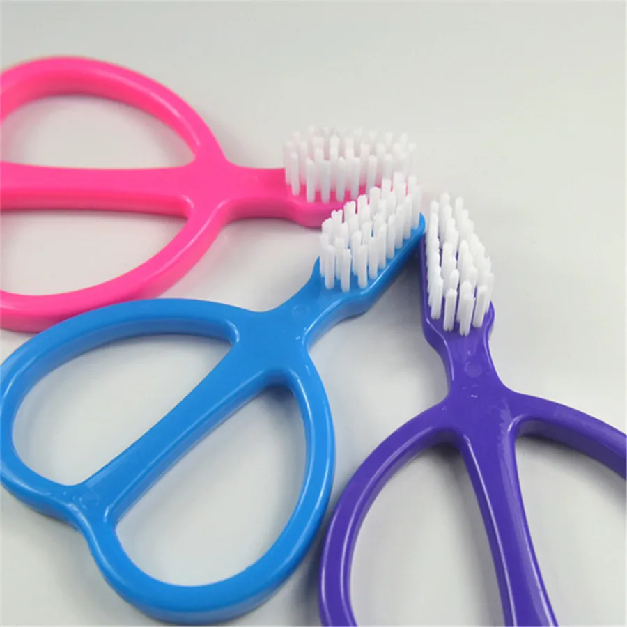 
Wholesale custom logo scissors shape small heads soft bristles baby mini plastic tooth brush 