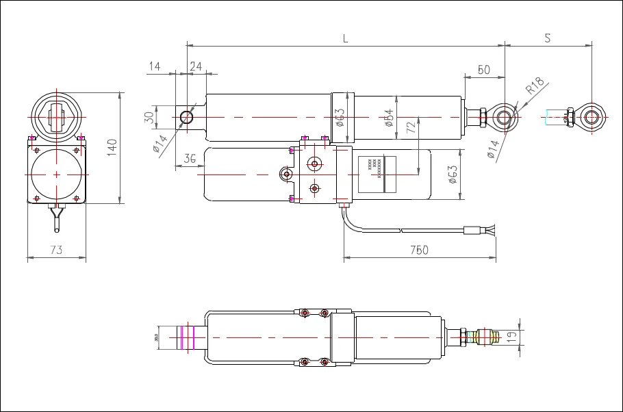 Summit HA50 IP65 Electric-Hydraulic 8000N 12V 24V 36V 48V Dc Motor Linear Actuator/