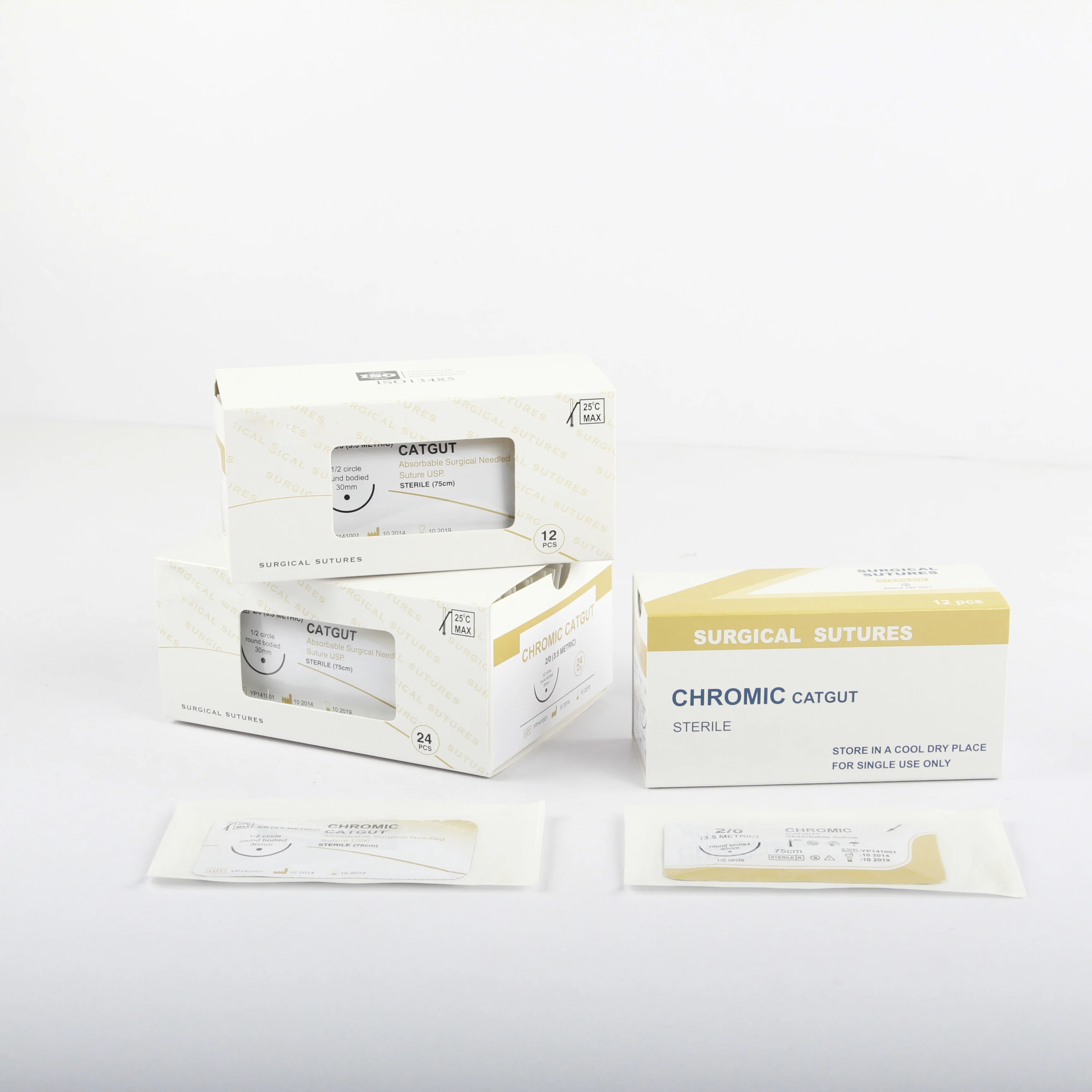 factory Absorbable chromic plain braided surgical suture with needle