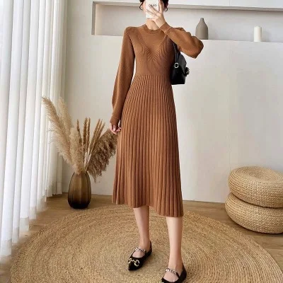 2022 Autumn and winter new long sweater skirts long bottoming skirt knitted dresses