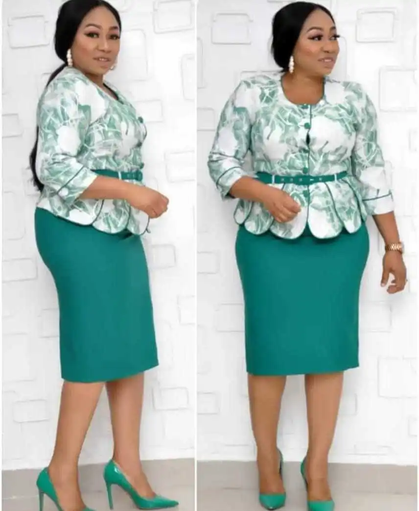 Turkey Women Office Dress Plus Size African Women Elegant Dress Short Sleeve Casual Dresses Turkey style office skirt