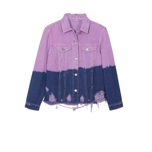 
New arrival denim ladies coat boy friend loose tie dye casual hot plus size distruction woman jeans jacket 