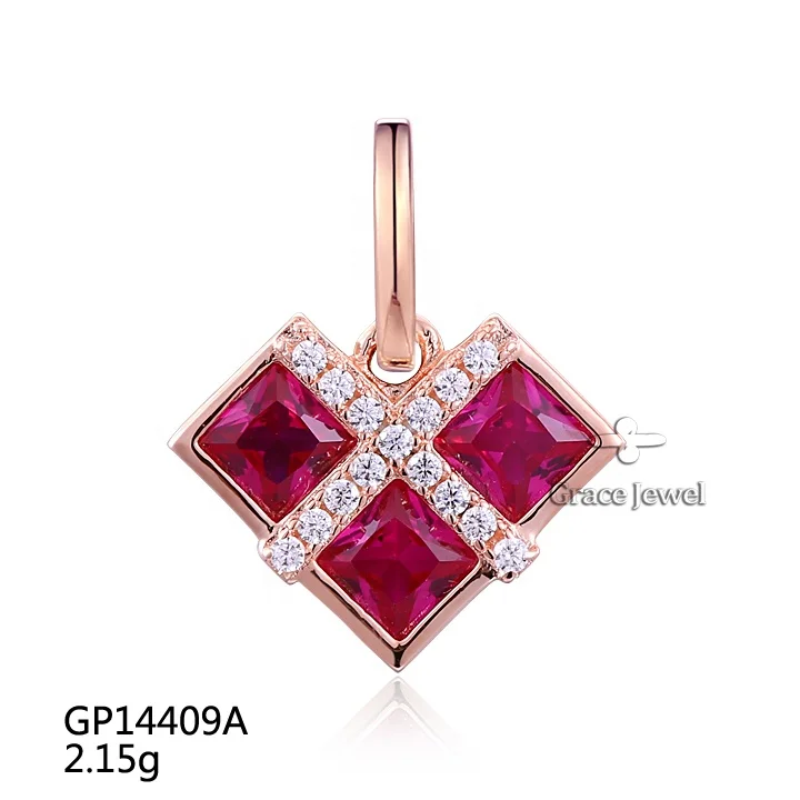 SET14409A Grace Jewelry Modern Unique Gold Plated 925 Sterling Silver Heart Ruby Ring Earring Necklace Bracelet Jewelry Set