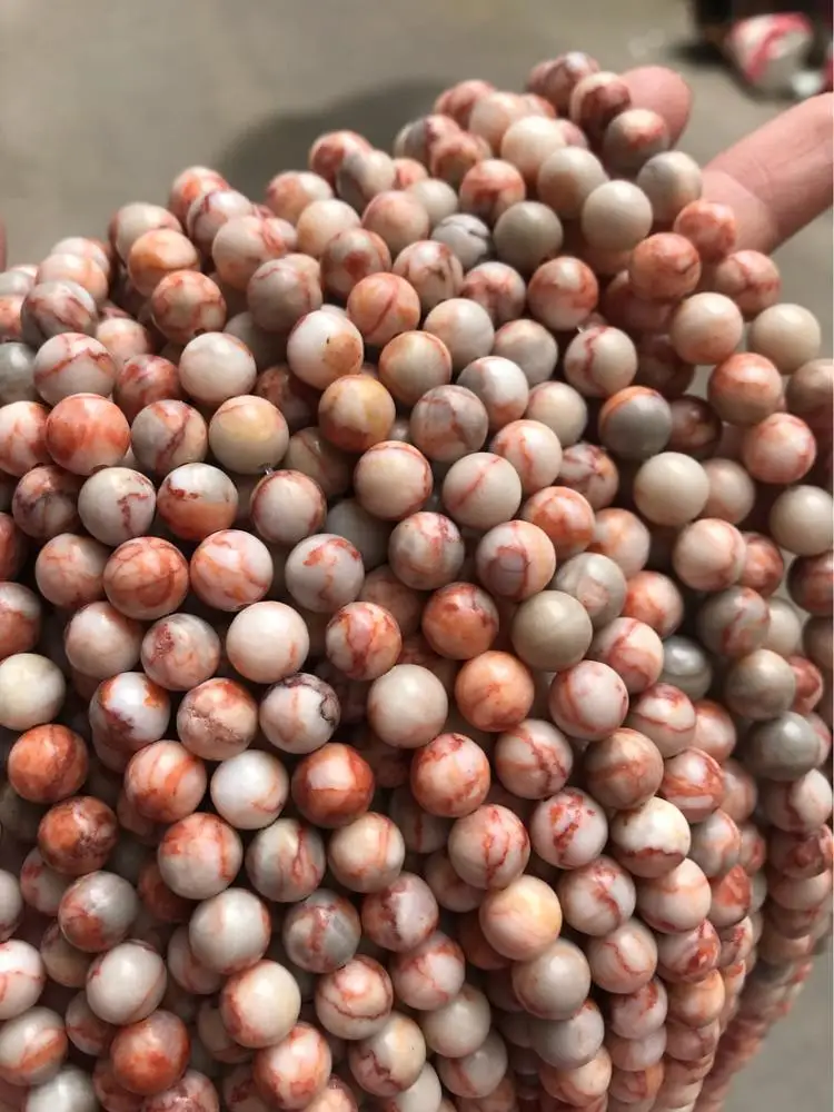 Red Web Jasper Wholesale Natural Gemstone Smooth Loose Round Red Lace Stripe Beads Red Web Jasper beads for Jewelry Making