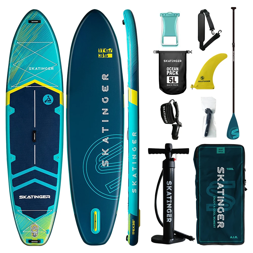 Skatinger wider big outdoor sup ISUP PVC inflatable stand up paddle board Customizable Logo paddleboard  surfboard for beginner