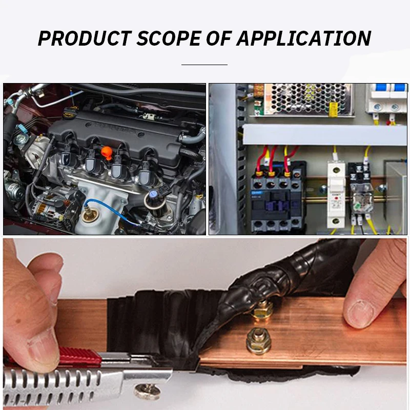Black Seal Uv Resistance Self Fusing Rubber Electrical Splicing Tape 130c For Wires And Cables