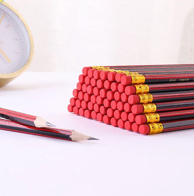 with eraser for school promotion Custom logo hexagon wooden hb standard pencil