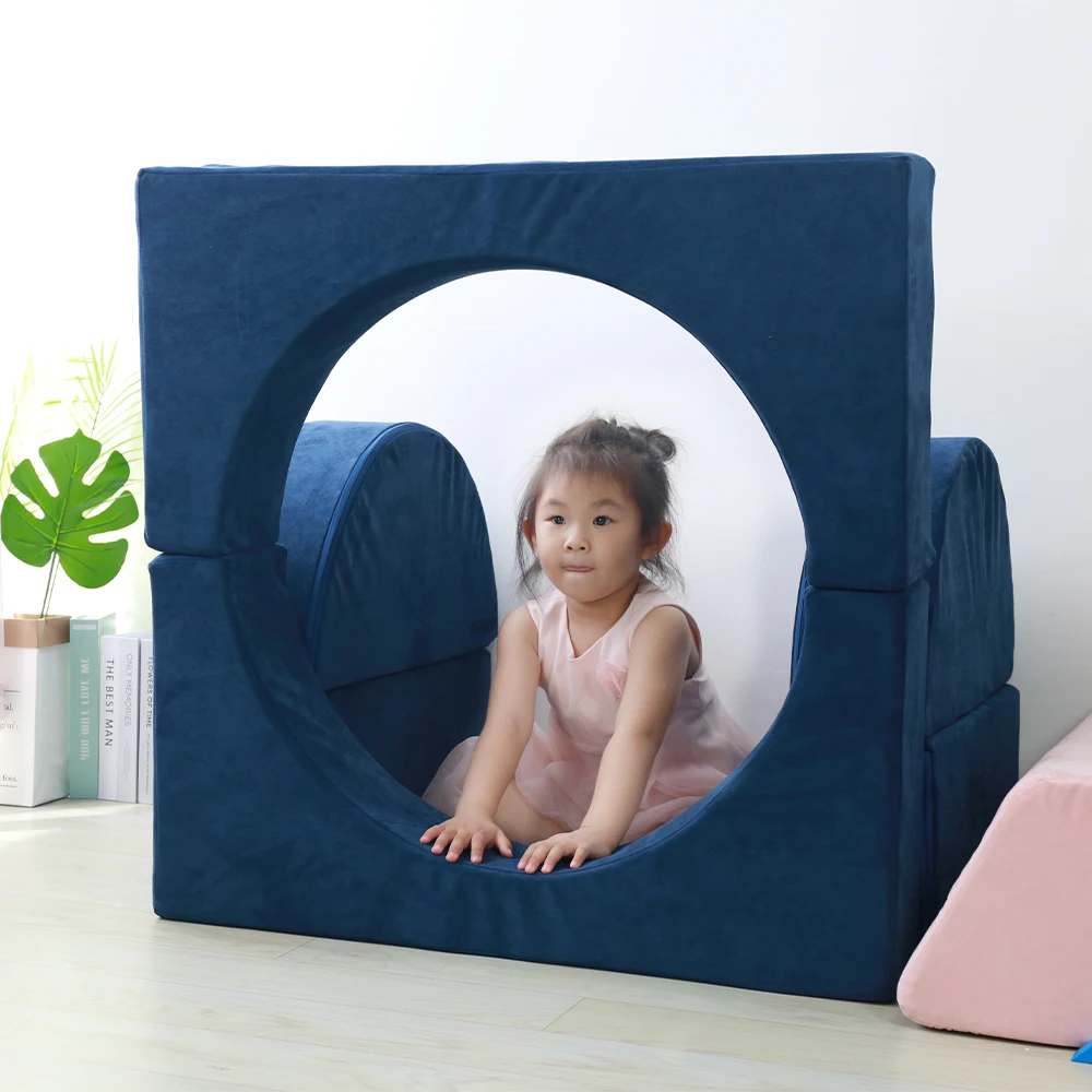 Детский игровой трехскладной пенный съемный моющийся чехол для дивана из микрозамши с вакуумной упаковкой