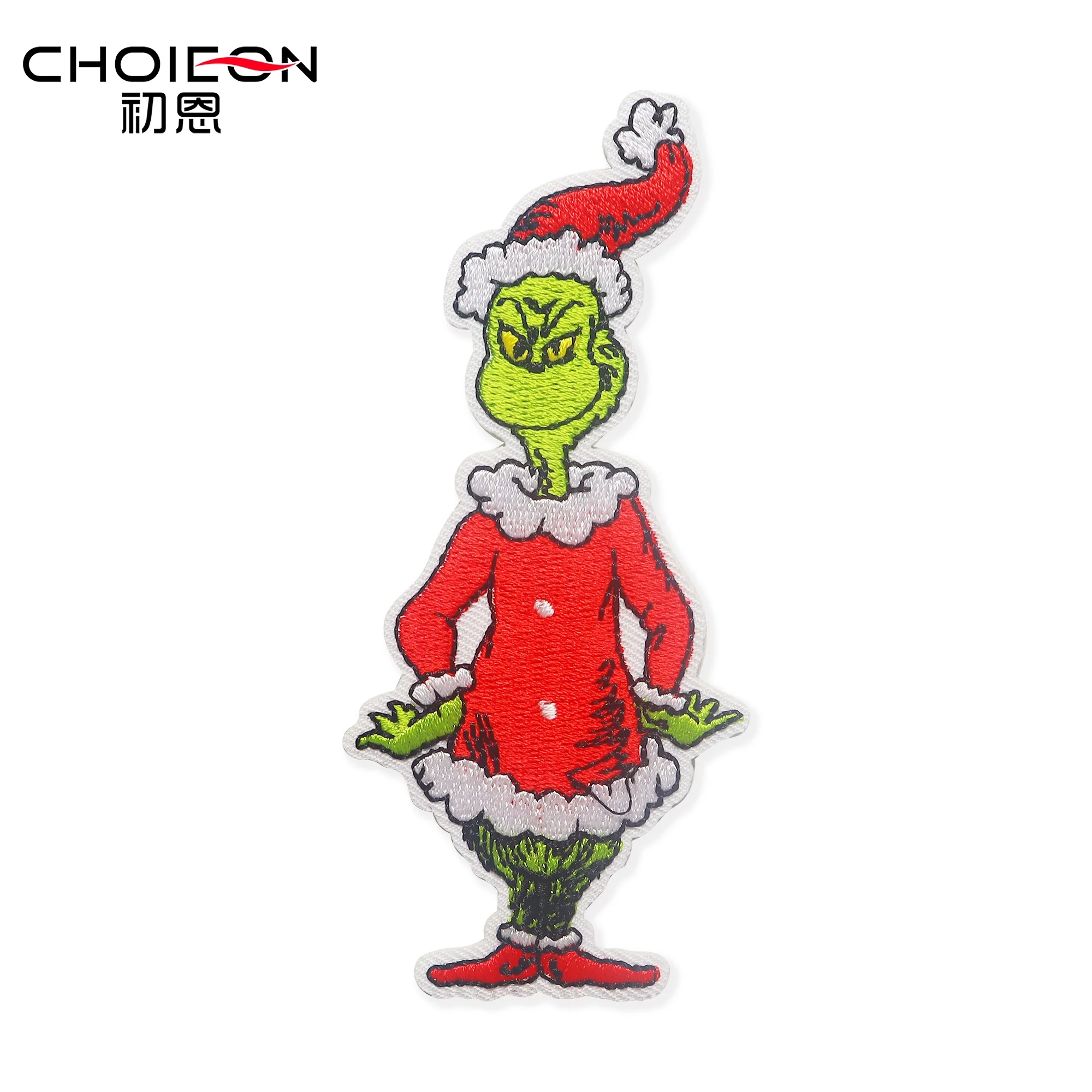 New Gold Glitter Grinchs Christmas Embroidery Patch Custom Christmas Santa Claus Hat Letter Patches