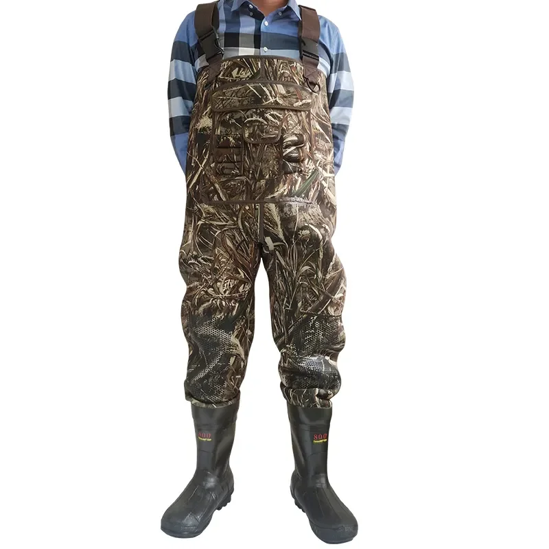 Camo 4.5mm Fly Fishing 100% Guaranteed Waterproof chest wader with 800g Thinsulate boots Neoprene Camouflage Fishing Waders
