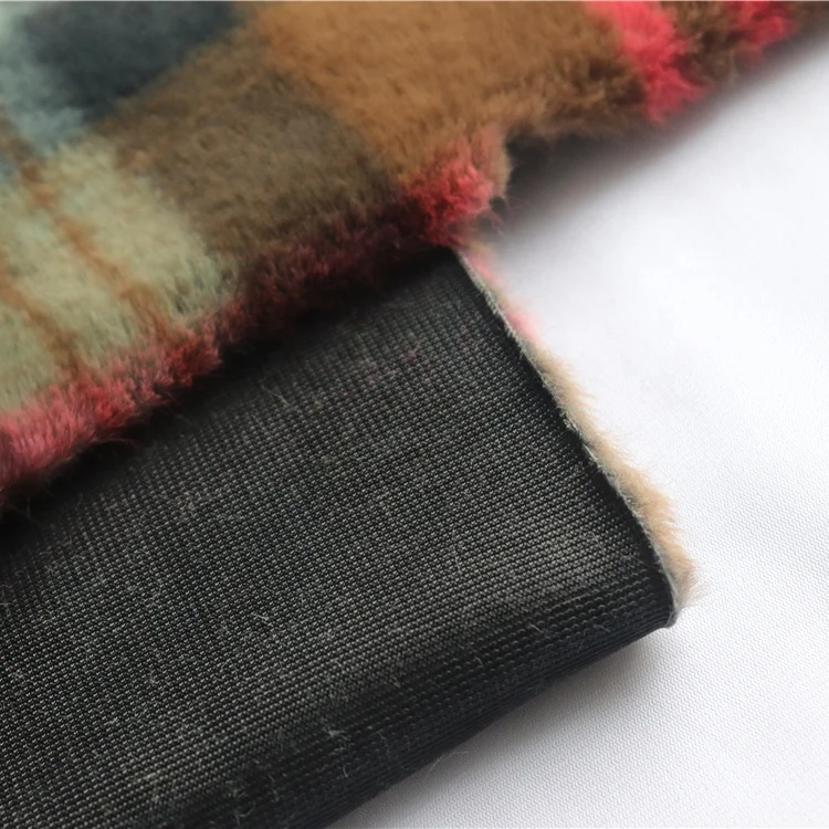 Wholesale 100% polyester High quality new product Checks rabbit faux fur fabric for home