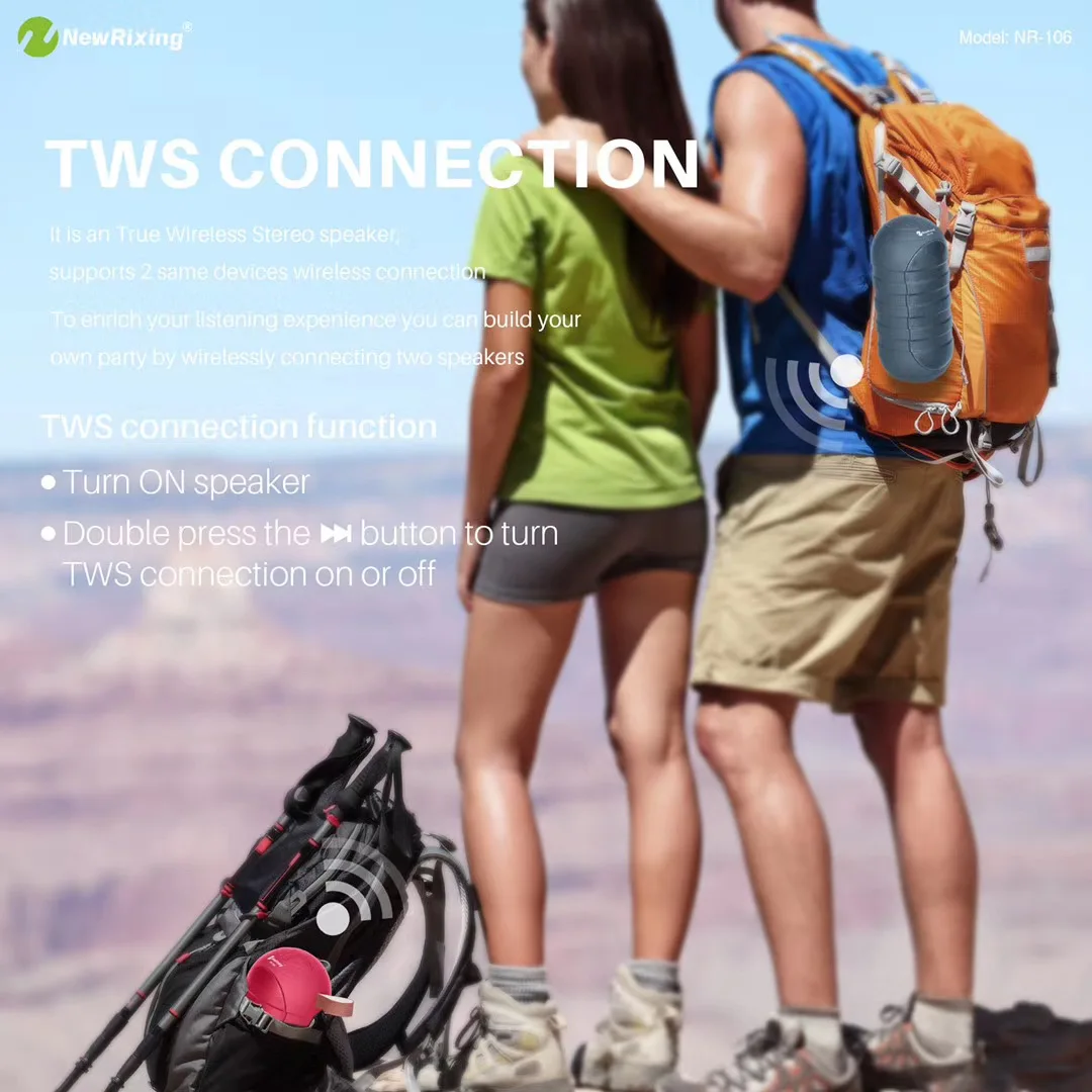 NR-106 Bluetooth connection hands-free call FM radio support cycle charging Super bass portable karaoke waterproof speaker