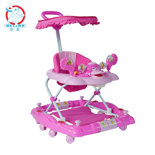 Wholesale classic style height adjustable multifunctional foldable factory price baby walker with push handle