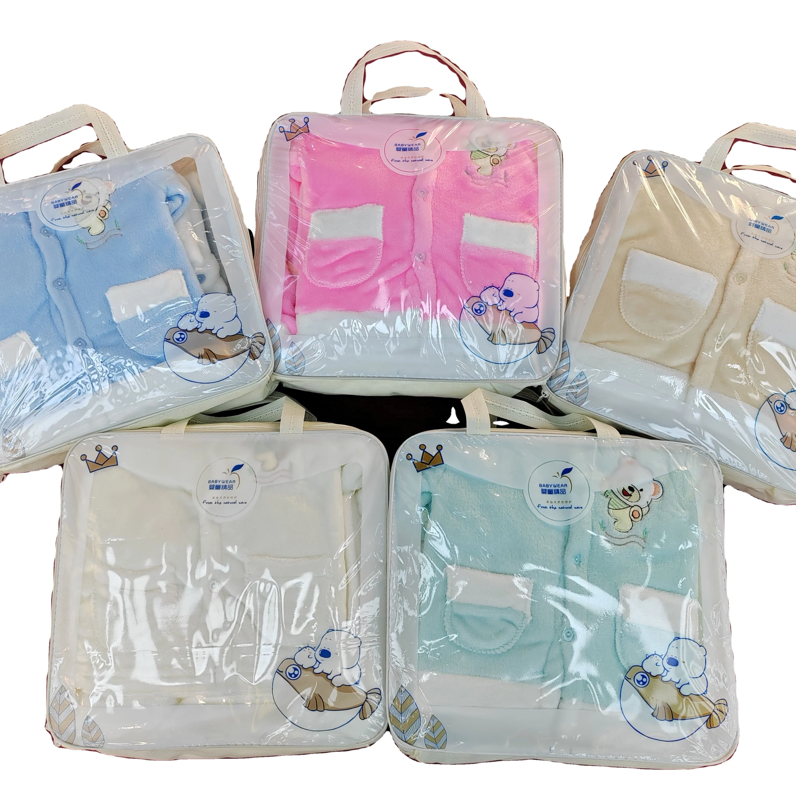 Newborn Baby Autumn Spring Winter Sets long Sleeve Knitted Cotton Tops Boys Girls 6 Pieces Baby Clothing Quantity