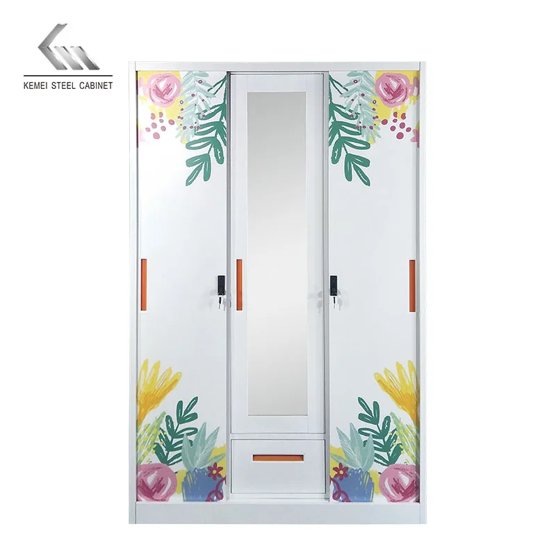Metal almirah with locker and mirror metal locker wardrobe godrej 3 doors steel almirah locker  with safe box lock