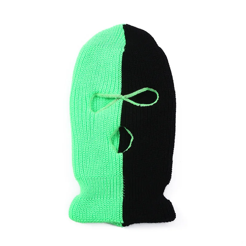 High qualtity Wholesale Custom logo face mask Full Face Cover Ski Mask Three hole dual color knitted balaclava