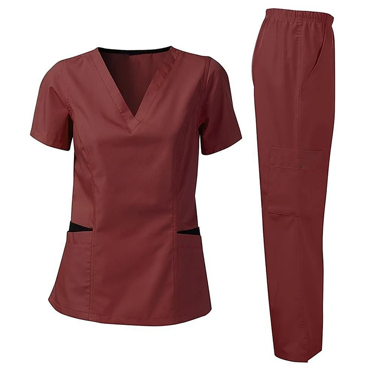 Wholesale Hospital Uniforms Medical Nursing Scrubs Uniform Short Sleeve Elasticity Uniforms Women Nurse Scrubs Sets Woven