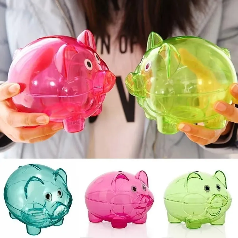 RTS Factory Clear Transparent Pig Plastic Piggy Money Bank Small Piggy Bank Money Boxes Storage Toys Home Decor Money Saving Box