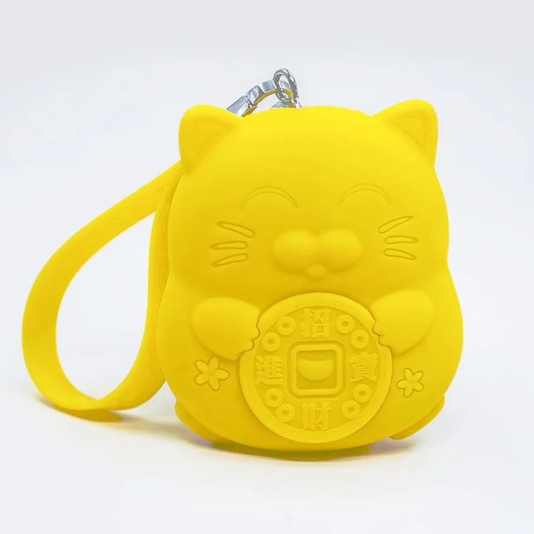 Lucky Cat Cheap 3D Silicone Rubber Cute Change Coin Purse Girls Zipper Mini Wallet