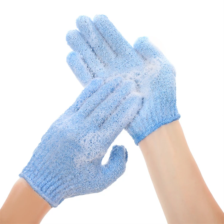 YUJIN Factory Nylon five fingers glove bath exfoliating shower wash gloves bath scrubber gloves body brush