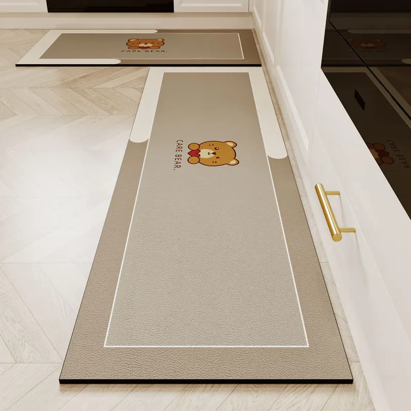 Quick Drying 2 piece diatomaceous earth non slip absorbent Long Carpets washable floor rugs kitchen mats for anti skid