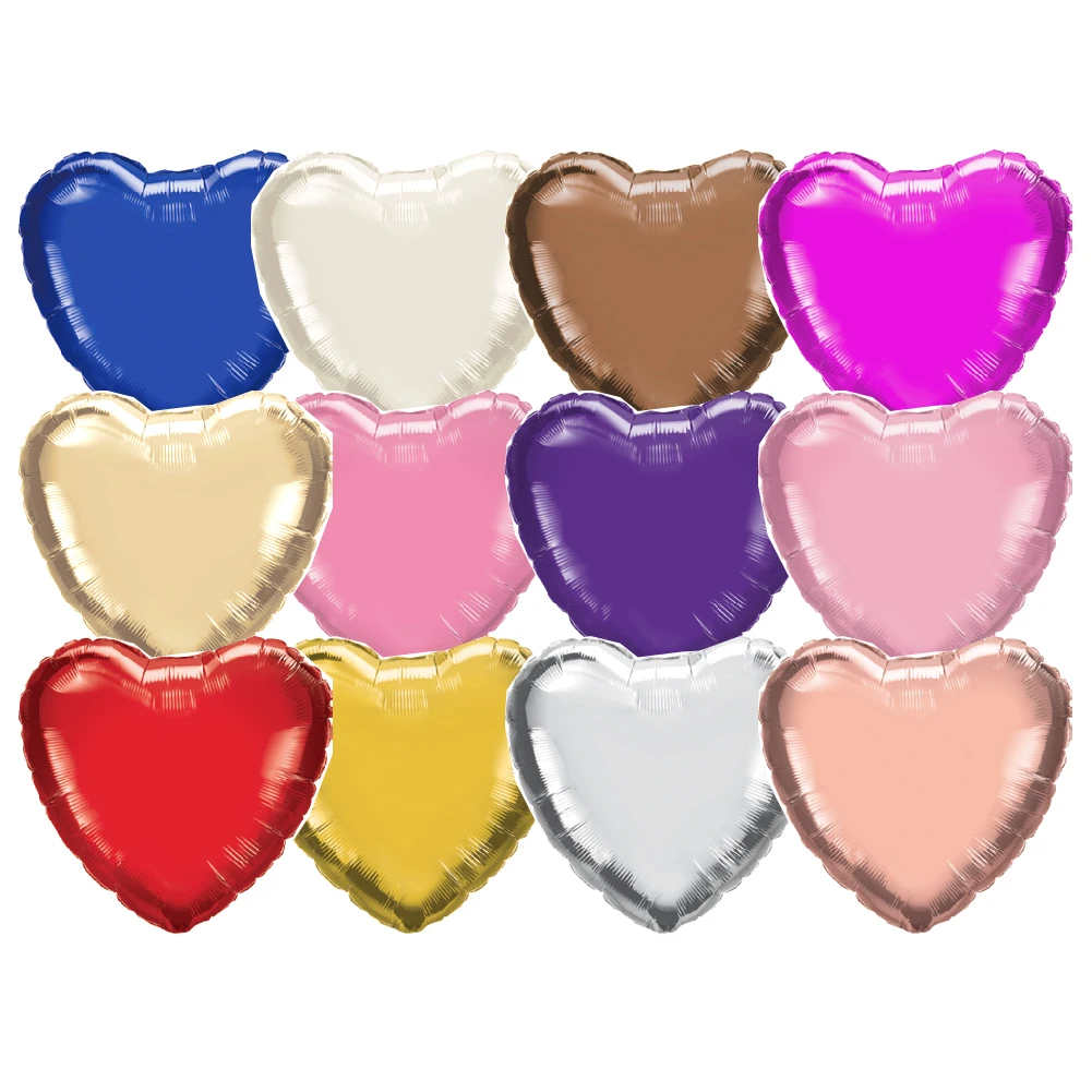 LKB Wholesale Decor Sheet 18 Inches Yiwu Decor Solid Color Heart Shape Foil Balloons Helium for Boys and Girls