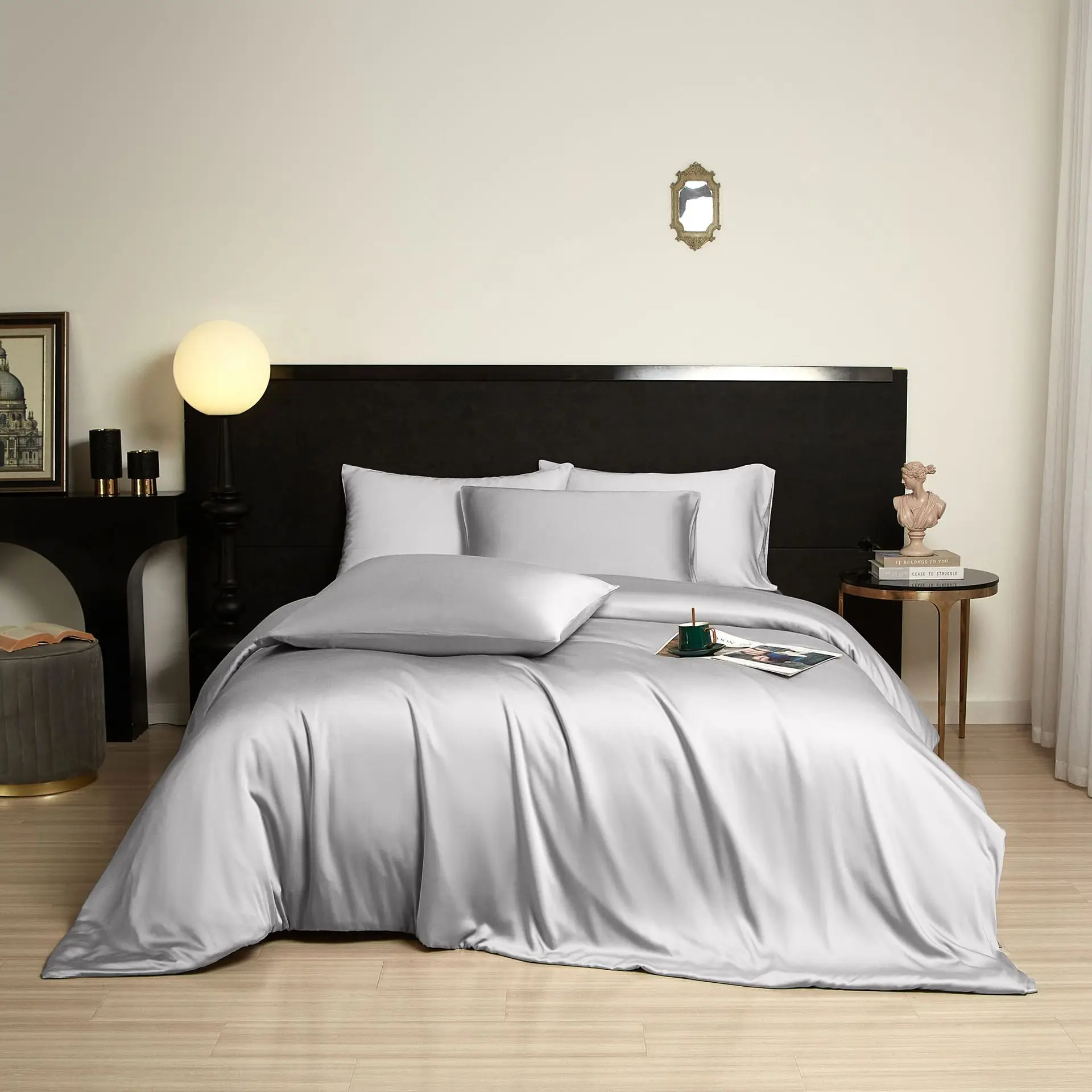 100% bamboo satin weave bedding set 	bamboo sheet duvet cover bamboo bed sheet set