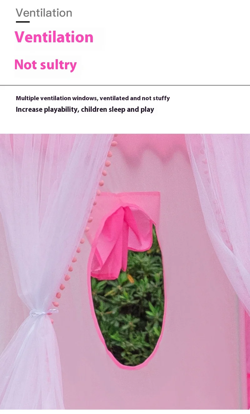 Children Princess Girls Large House Dotted Ventilated Mesh Indoor Kids Castle Play Toy Polyester Tent