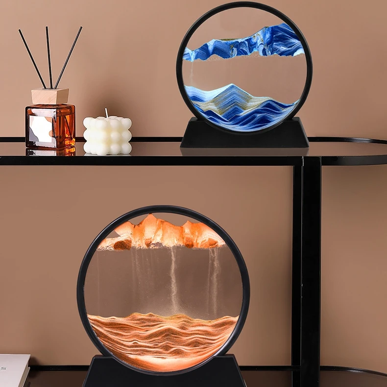 3D Hourglass 5 7 12 Inch Quicksand Painting Deep Sea Landscape Moving Sand Art Glass Home Decor for Birthday Occasions