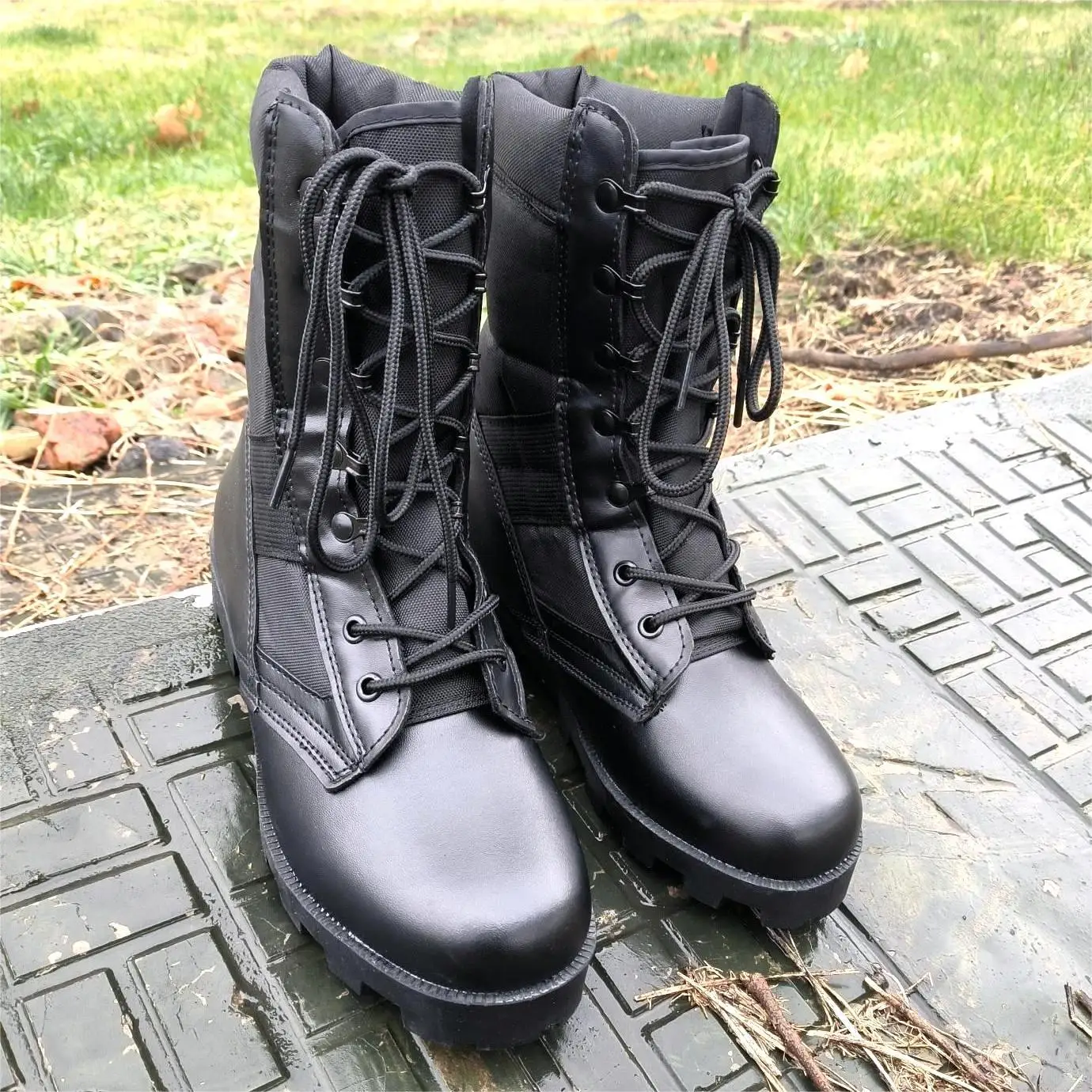 Outdoor Unisex Hiking Tactical Boots Shoes Rubber Outsole Waterproof Winter New Round Toe Chunky Heel Leather Boots for Women