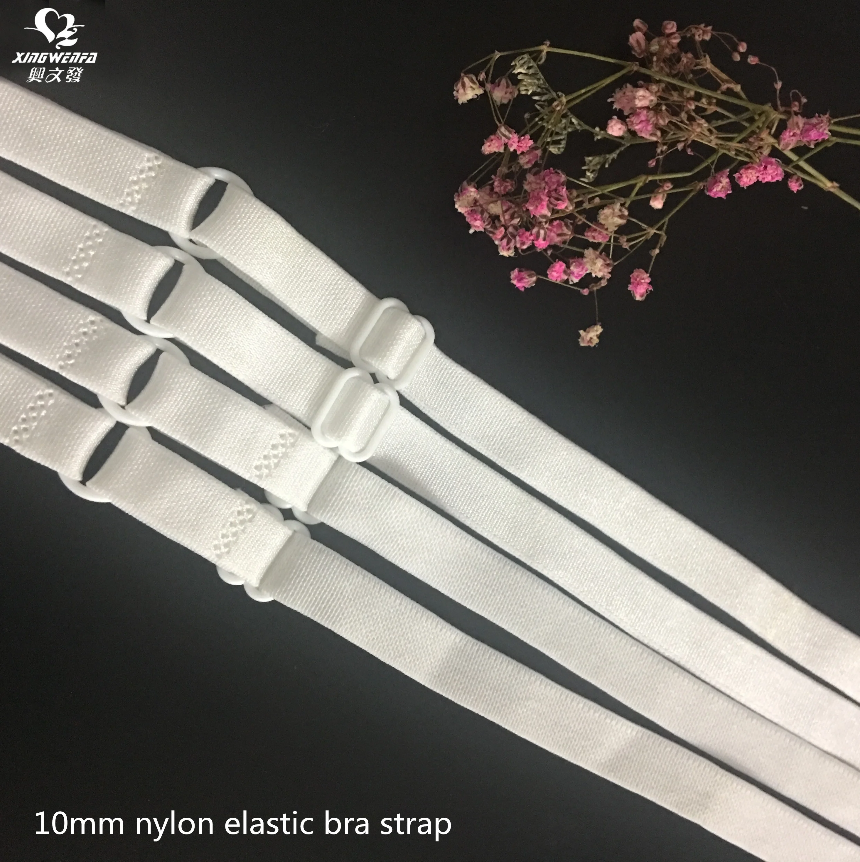10mm bra accessories dyeable quality nylon bra strap white black high quality nylon elastic bra strap