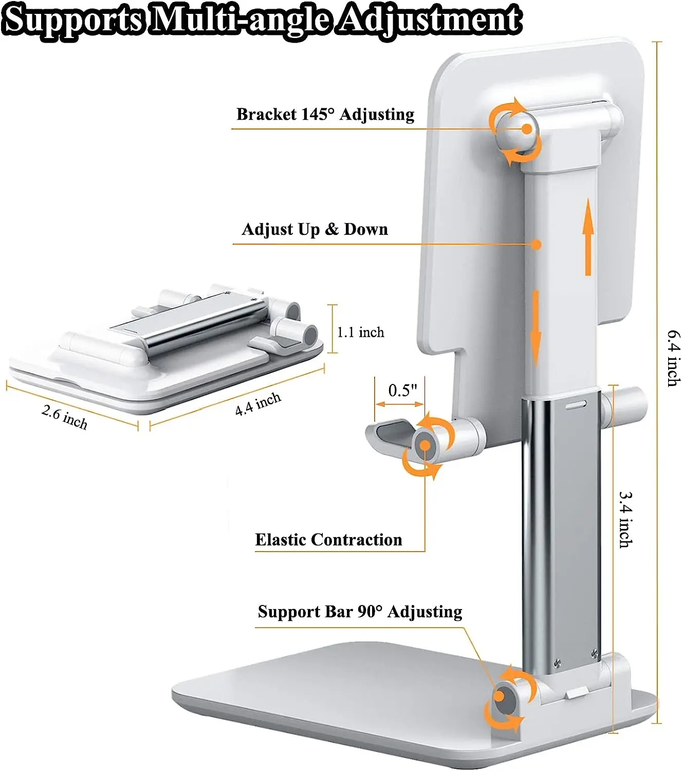 Adjustable Angle Fully Foldable Live Streaming Camera Tablet Cell Mobile Phone Stand Phone Holder For Desk