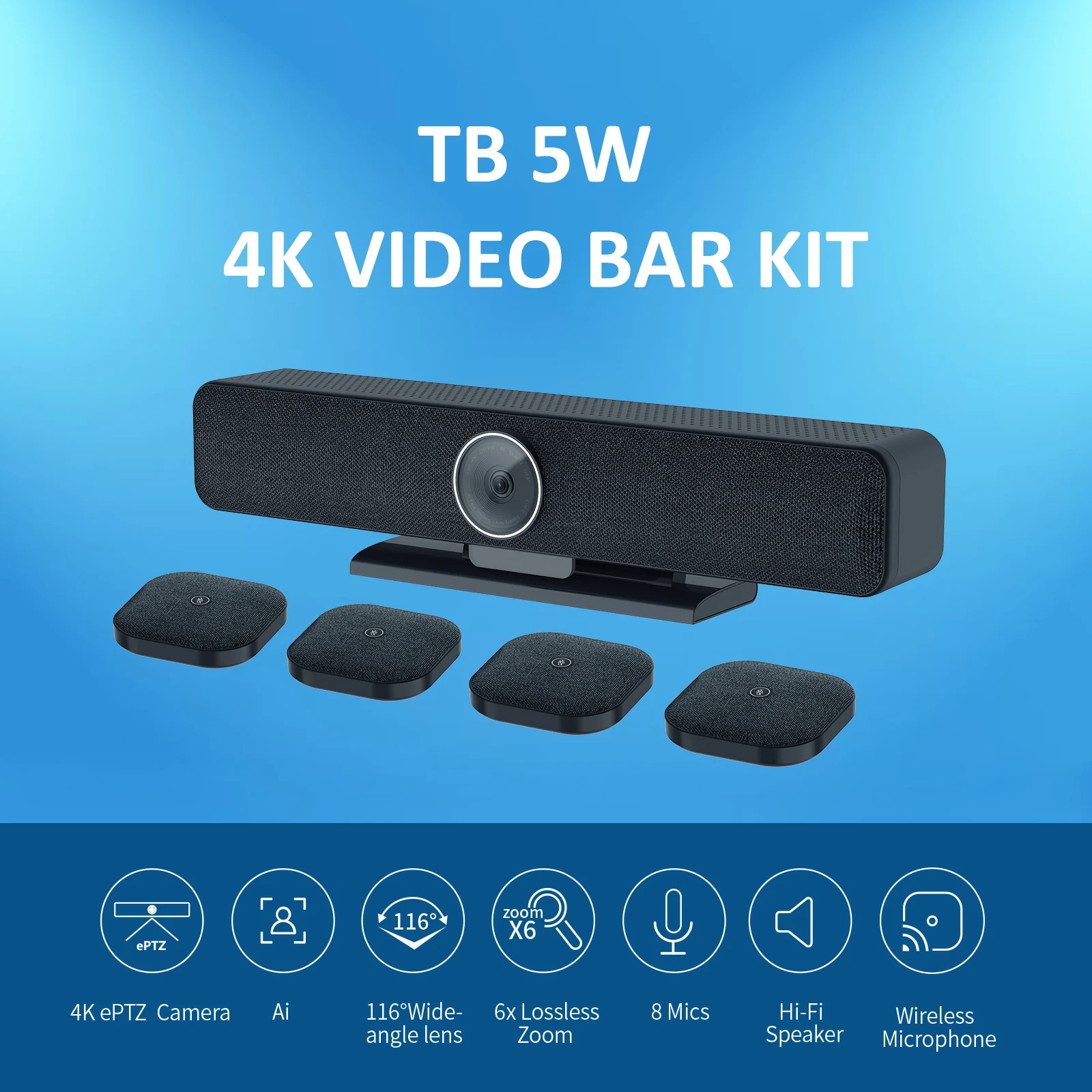 Zoom meeting  Auto tracking 116 degree video conference room cameras with microphone and conference speaker for medium rooms