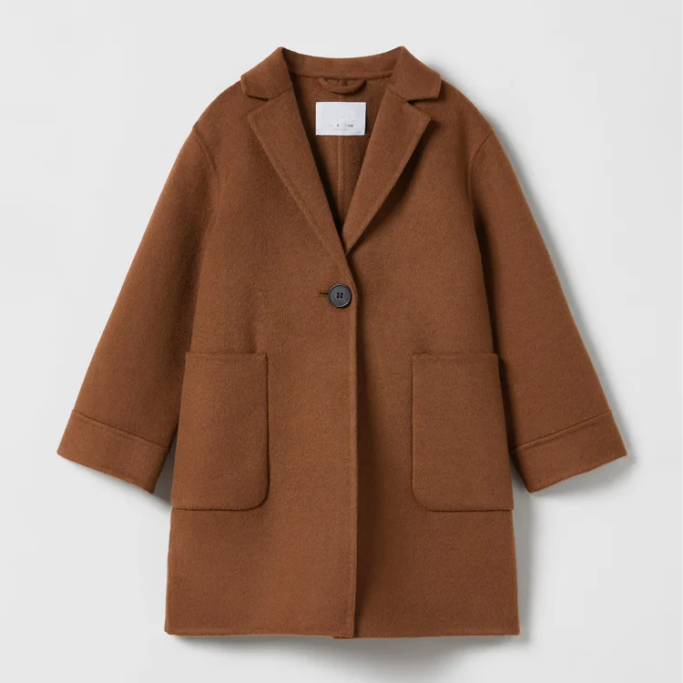 Hot Sale OEM Custom Kids Wool Blend Jacket Winter Long Warm Coat For Girls