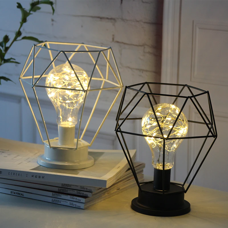 
Factory Direct Sales Wrought Iron Decorative Led Lantern Battery Powered Desktop Light 