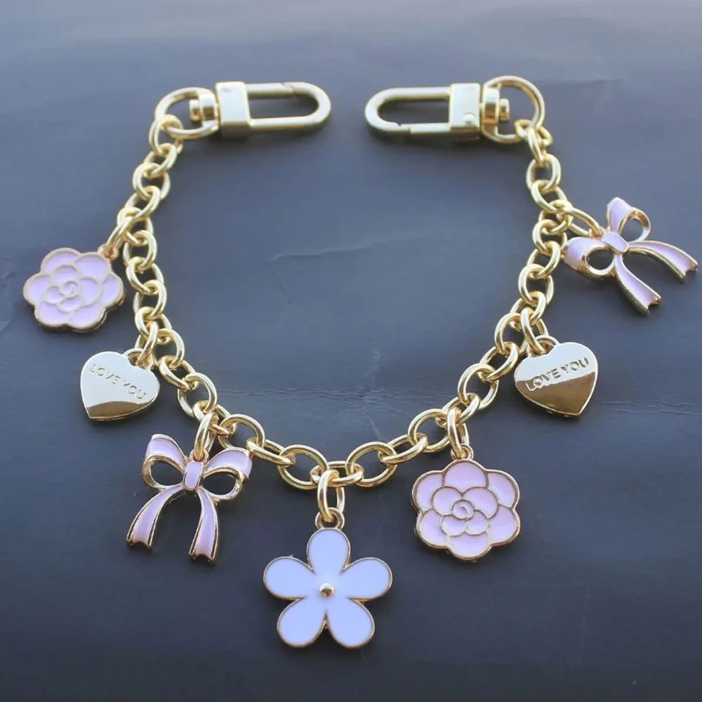 bag decoration accessory flower  luxury chain key chain for women