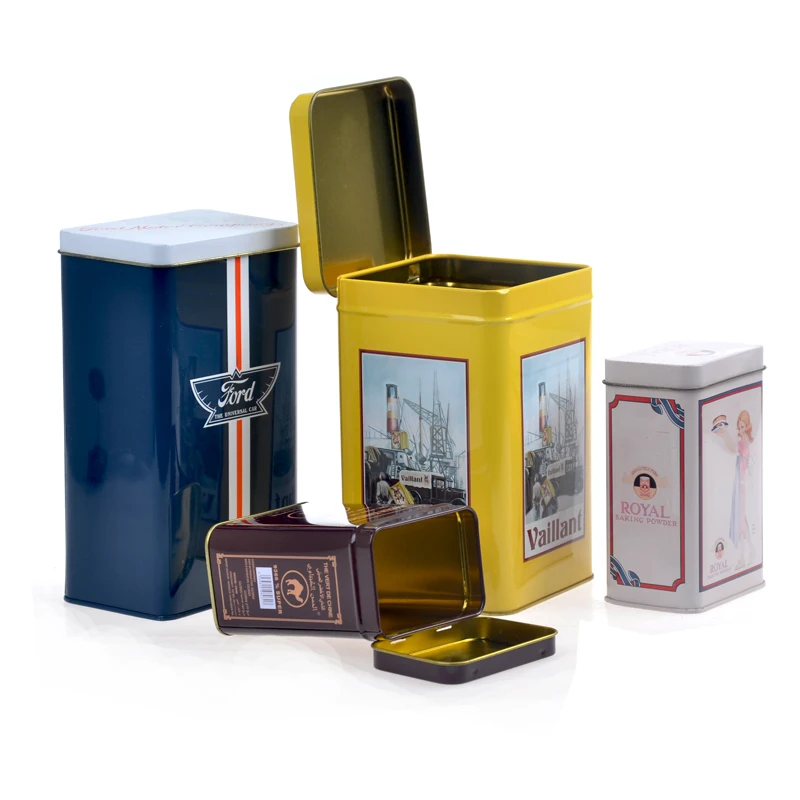 Лидер продаж в мире, красивая прямоугольная подарочная жестяная коробка для чая или конфет с откидной крышкой, причудливая металлическая банка для хранения