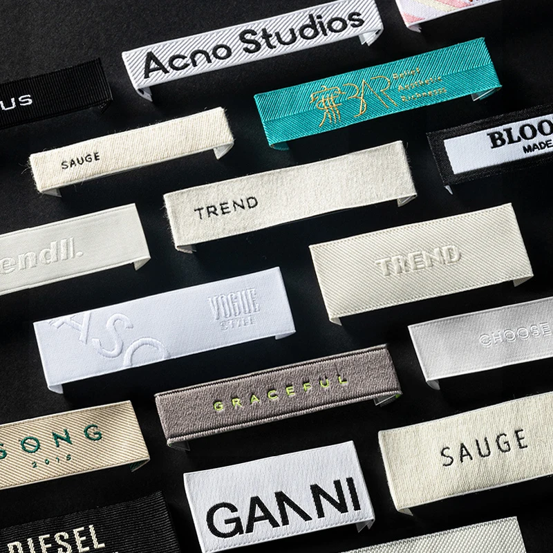 cheap price custom woven labels for Jeans Garment accessories custom brand logo woven labels
